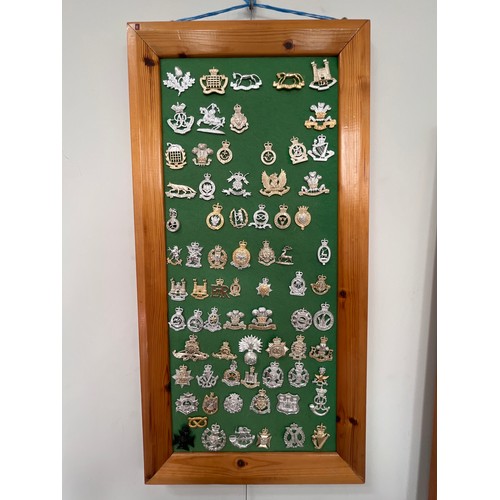 9151 - Two display boards of mainly yeomanry and infantry staybrite badges including Queen’s Own Yeomanry a... 