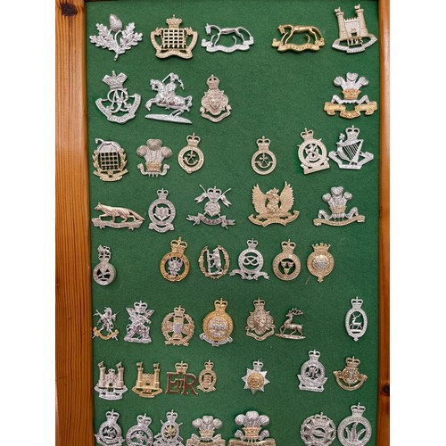 9151 - Two display boards of mainly yeomanry and infantry staybrite badges including Queen’s Own Yeomanry a... 