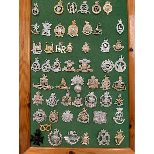 9151 - Two display boards of mainly yeomanry and infantry staybrite badges including Queen’s Own Yeomanry a... 