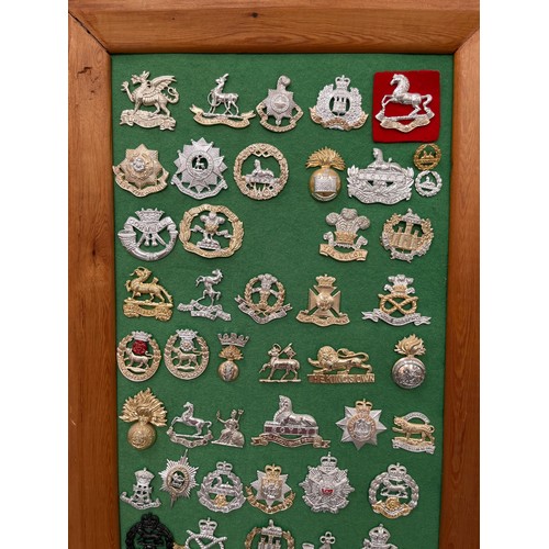 9151 - Two display boards of mainly yeomanry and infantry staybrite badges including Queen’s Own Yeomanry a... 