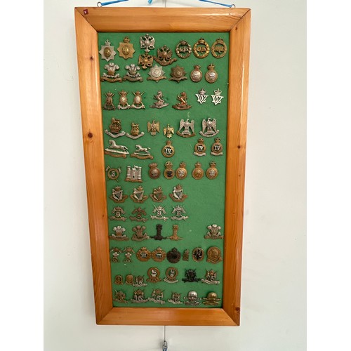 9162 - A board of cavalry regiment badges including King’s Own Hussars, Royal Scot’s Greys and 9th Lancers ... 