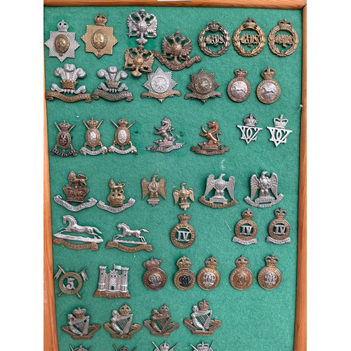 9162 - A board of cavalry regiment badges including King’s Own Hussars, Royal Scot’s Greys and 9th Lancers ... 