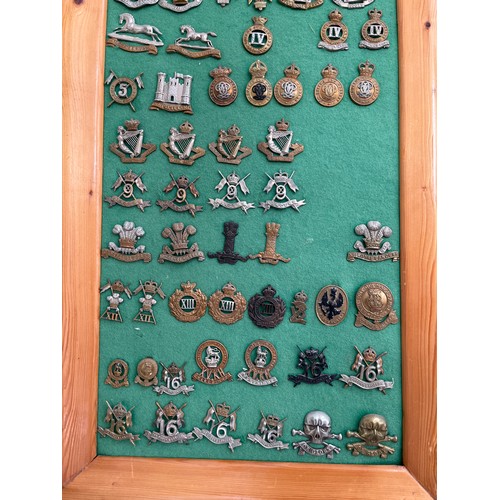 9162 - A board of cavalry regiment badges including King’s Own Hussars, Royal Scot’s Greys and 9th Lancers ... 