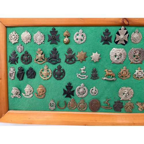 9169 - A framed collection of London regimental badges including London Scottish, and three Artists Rifles ... 