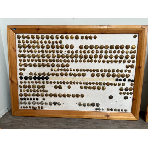 9177 - A framed collection of British military buttons including Norfolk Regiment and The Welch and Shropsh... 