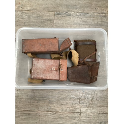 9066 - A quantity of Home Guard ammo pouches, water bottle, gaiters