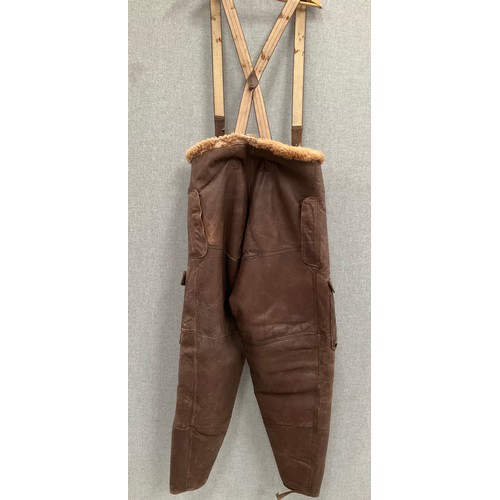 9075 - A WWII pair of Irvin sheepskin flying trousers, circa 1941, 38