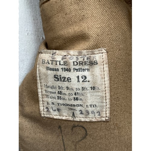 9080 - A WWII British 1940 pattern battledress blouse, size 12, serviceman was in the Royal Signals, slight... 