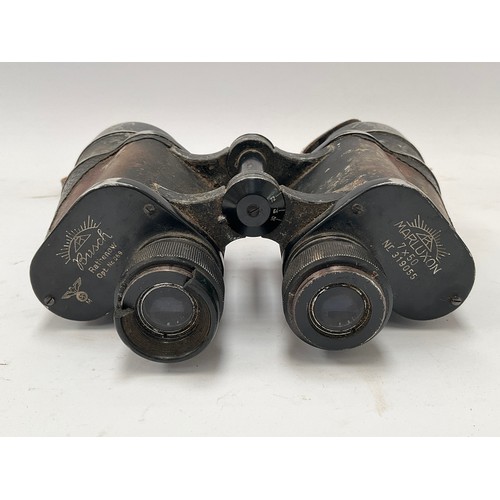 9096 - A pair of Third Reich era German Busch, Rathenow Marluxon 7x50 binoculars, numbered 319055, some dam... 