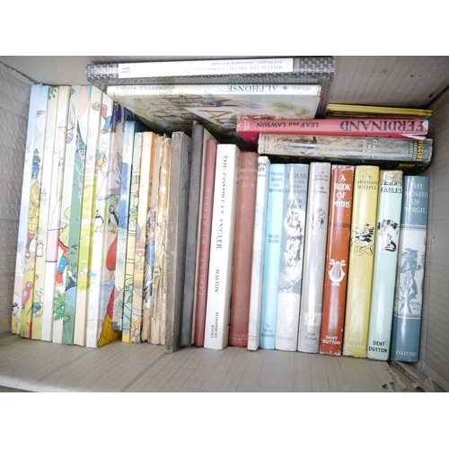 8004 - Two boxes of children's & illustrated books, including Asterix, Tintin, Ronald Searle, Ted Hughes, R... 