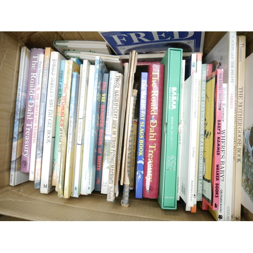 8007 - Two boxes of children's & illustrated books including 'The Babar Collection' by Jean de Brunhoff, in... 