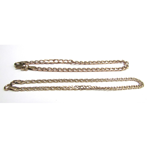 8090 - Two 9ct gold bracelets, both 18cm long, 6.7g