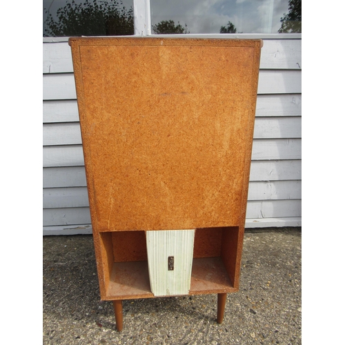 7466 - A large mid 20th Century teak cased speaker on associated tapering legs, speaker cabinet 76cm tall x... 