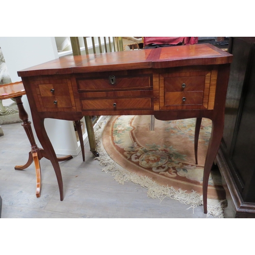 4075 - A Louis XIV revival inlaid kingwood and rosewood crossbanded dressing table the central lift-up vani... 