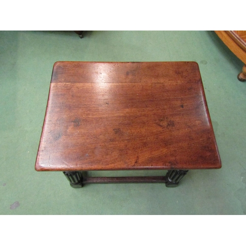 4095 - An oak and fruitwood 17th Century style stool on turned and fluted legs joined by stretchers, 40cm t... 