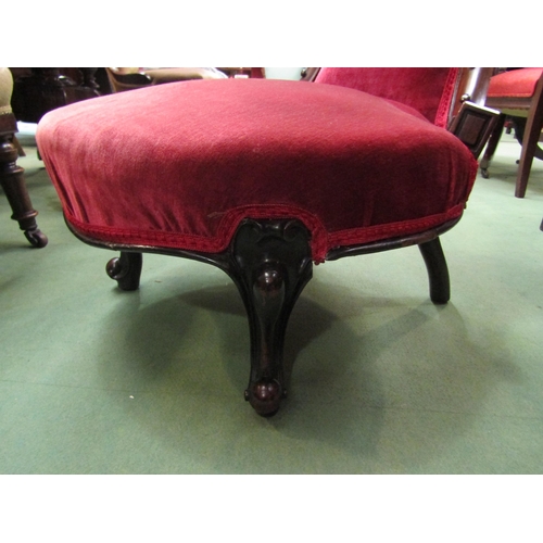 4097 - A mid-Victorian rosewood bedroom chair with carved and turned decoration the bow front seat on Frenc... 