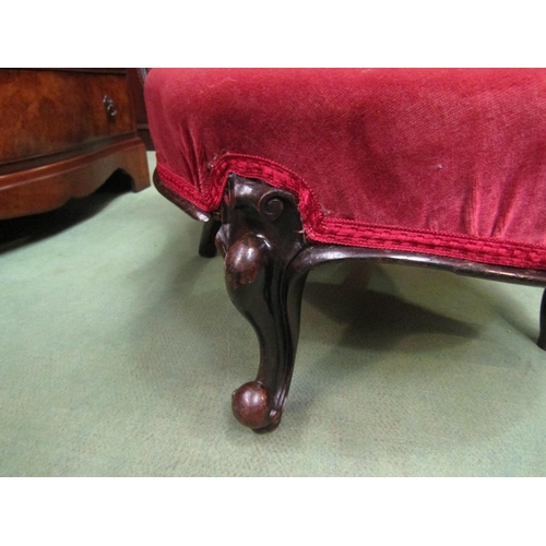 4097 - A mid-Victorian rosewood bedroom chair with carved and turned decoration the bow front seat on Frenc... 