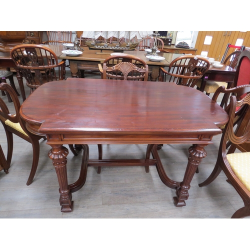 4103 - A Circa 1850 attributed to Gillows of Lancaster mahogany study table, the breakfront top on moulded ... 