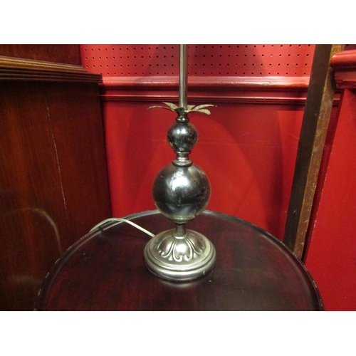 4141 - A modern lamp with black shade, flared sphere body, silvered base, 73cm tall     (R) £15