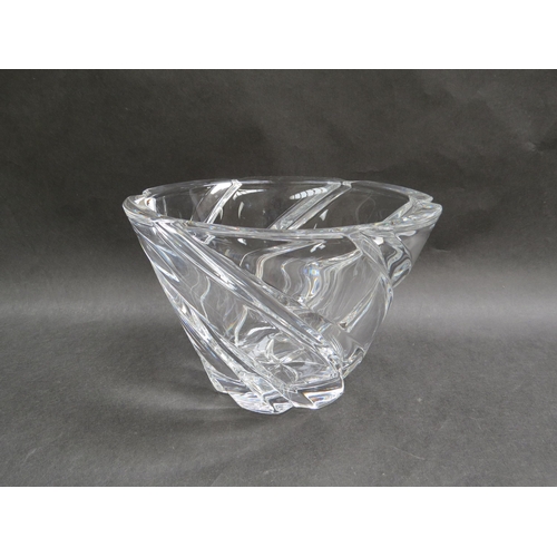 4338 - A heavy crystal glass bucket form vase marked 