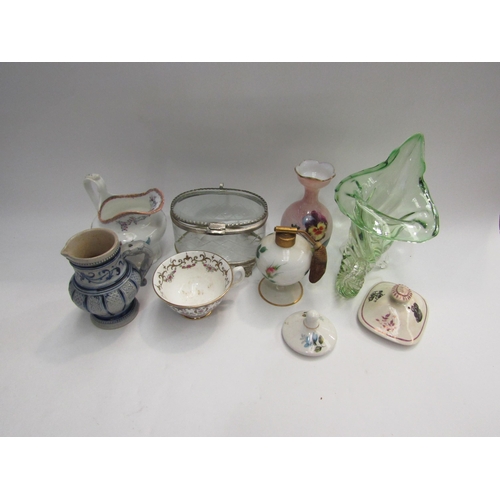 4371 - A box of miscellaneous to include Jack-In-The-Pulpit vase, cut glass trinket pot a/f, glass atomiser... 