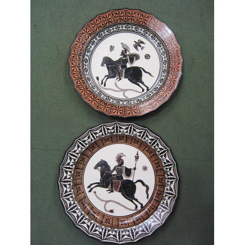 4110 - A pair of 19th Century decorative wall plates with Roman Warrior on horseback     (R) £20