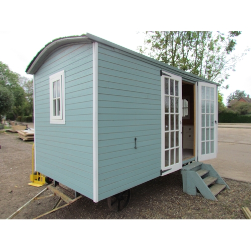 3526 - A home built shepherd's hut 15' x 7' approx., insulated with LED lights, etc.  DTI FAILURE: Please s... 