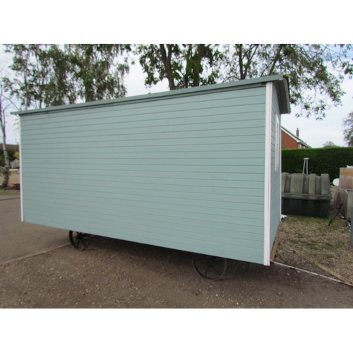 3526 - A home built shepherd's hut 15' x 7' approx., insulated with LED lights, etc.  DTI FAILURE: Please s... 