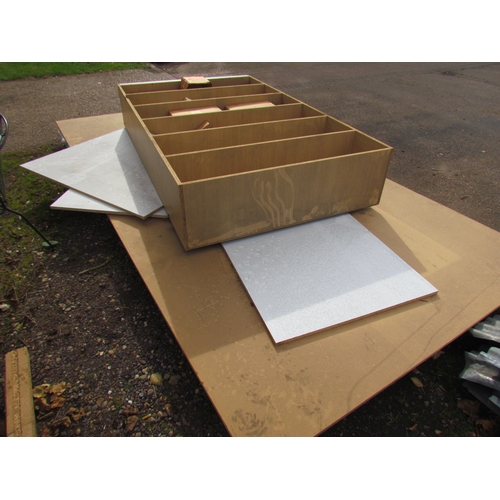 3531 - A quantity of chipboard, MDF, a shelf unit and fixings