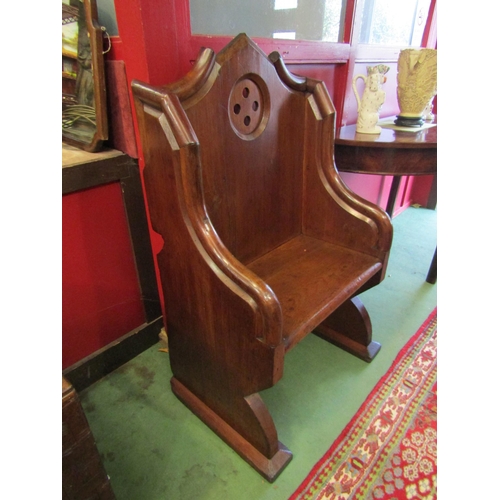 4018 - A mid Victorian pitch pine single seat bench, 105cm x 61cm    (R) £140