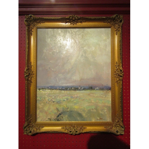 4076 - GEOFFREY CHATTEN: Oil on board, possibly of Norfolk marshland scene.  Signed lower right.  Framed.  ... 