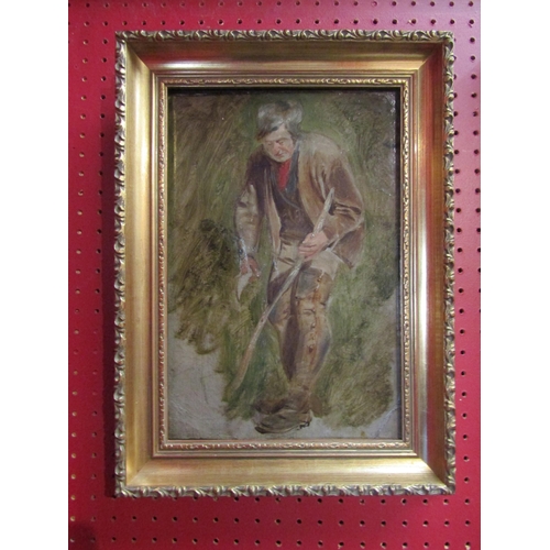 4083 - IN THE MANNER OF RICHARD ANSDELL (1815-1885): An unfinished oil on board of elderly gentleman with w... 