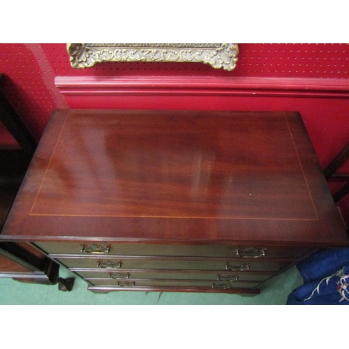 4117 - A George III style crossbanded mahogany chest of four long drawers over bracket feet, 81cm x 79cm x ... 