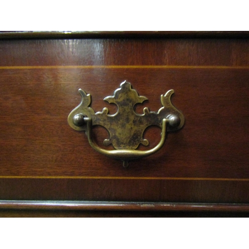 4117 - A George III style crossbanded mahogany chest of four long drawers over bracket feet, 81cm x 79cm x ... 