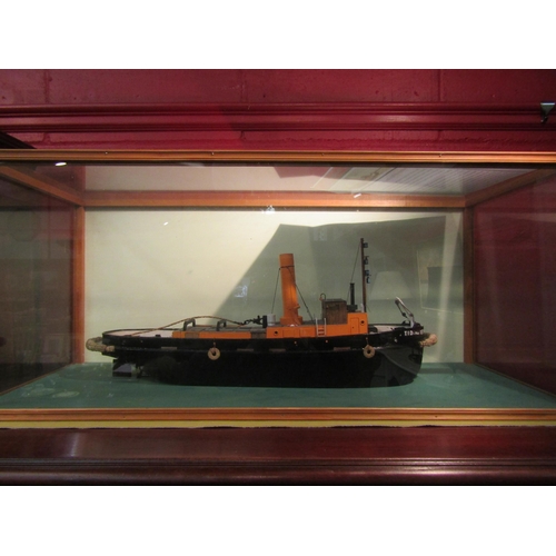 4131 - A scratch built TID 159 Steam Tug model made by former RN sailor William Heffer, in glass display ca... 