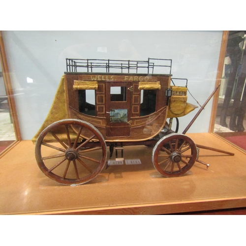 4196 - A scratch built Wells Fargo stage coach made by former RN sailor William Heffer.  62cm wide, 35cm hi... 