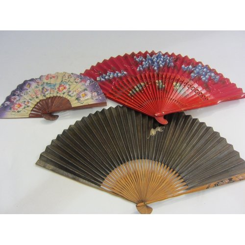 4329 - A collection of fans and carved hardstone Oriental seal