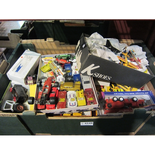 4349 - Assorted loose and playworn diecast vehicles and a boxed Siku 2914 mobile crane