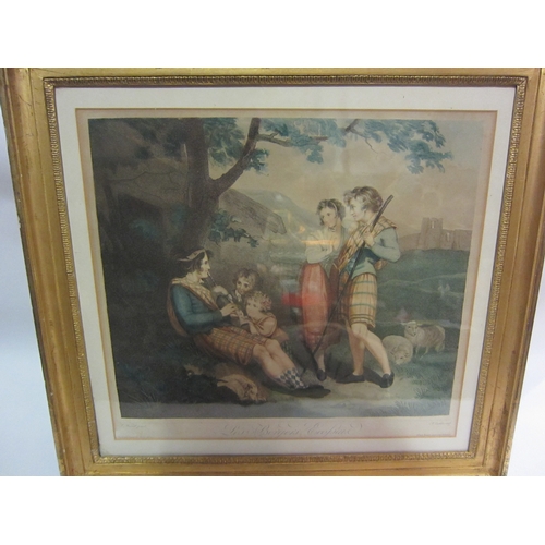 4374 - A pair of 19th Century French coloured prints of country figures including donkey, framed and glazed... 