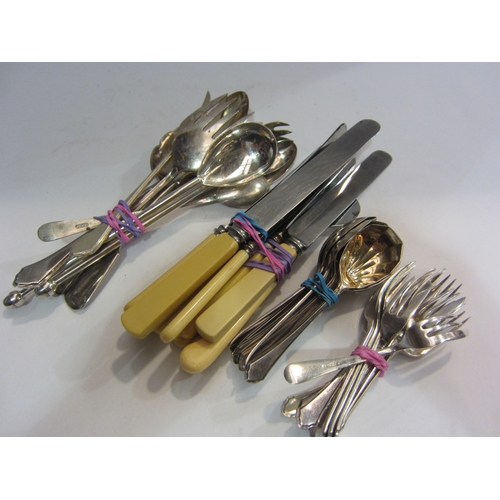 4386 - Two boxes containing mixed cutlery, tin moulds, etc  GROUP