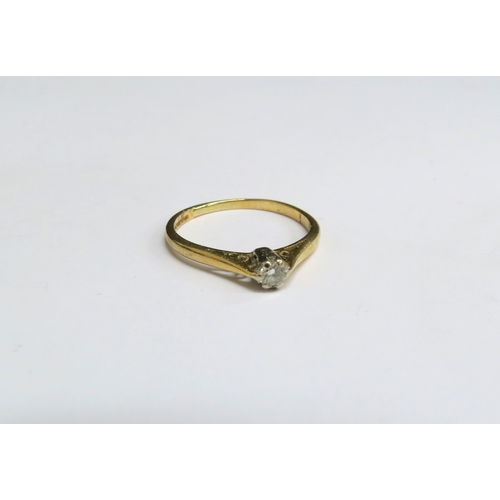 8025 - An 18ct gold diamond solitaire ring, 0.10ct approx. Size L, 1.8g   (E) £80-120