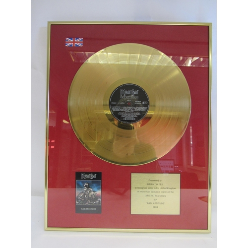 7300 - MEAT LOAF: A framed and glazed gold disc Presented To Brian Yates To Recognise Sales In The United K... 