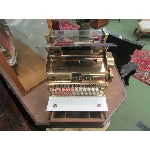 4008 - An NCR National Cash Register, model 748-SH, serial no. AV663158, highly polished case of brass and ... 