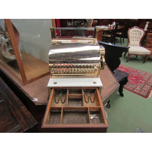 4008 - An NCR National Cash Register, model 748-SH, serial no. AV663158, highly polished case of brass and ... 