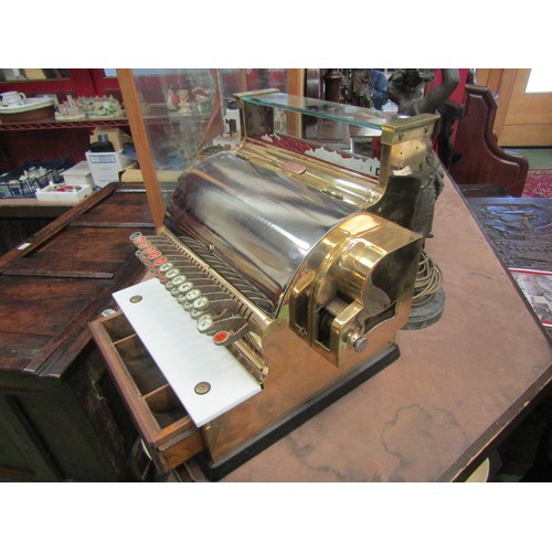 4008 - An NCR National Cash Register, model 748-SH, serial no. AV663158, highly polished case of brass and ... 