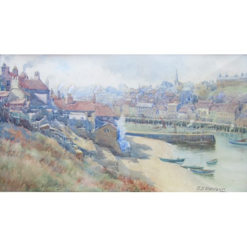 1055 - R.B DAWSON (XIX/XX) A framed and glazed watercolour scene of 'Whitby', Yorkshire. Signed and dated 1... 