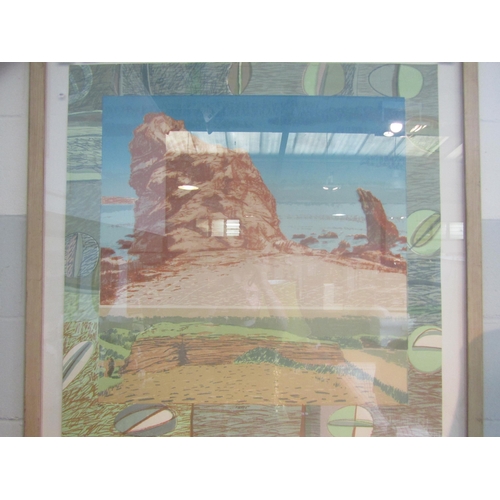 1068 - DAVID HENDERSON: A large limited edition print of a pastel, indistinctly titled depicting landscape ... 