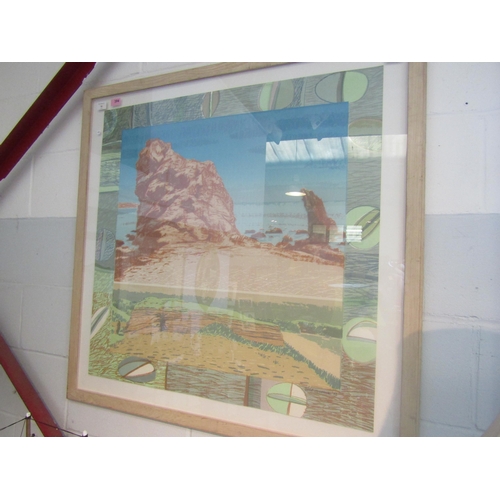 1068 - DAVID HENDERSON: A large limited edition print of a pastel, indistinctly titled depicting landscape ... 