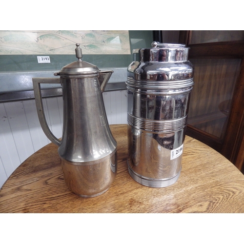 1174 - A chrome Thermos jug and flask with glass inserts (2)            (R) £10