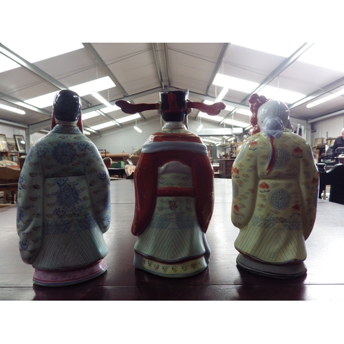 1176 - Three Sanxing Fu Lu Shou Chinese porcelain deity statues              (R) £10